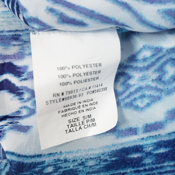 NWT Wendy Bellissimo Cold Shoulder Sheer Ikat Blouse Top - Picture 12 of 12